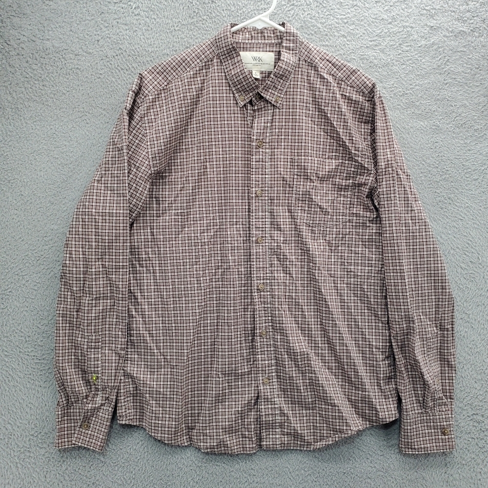 WRK Work Rest Karma Shirt Button Up Long Sleeve Mens Large Plaid